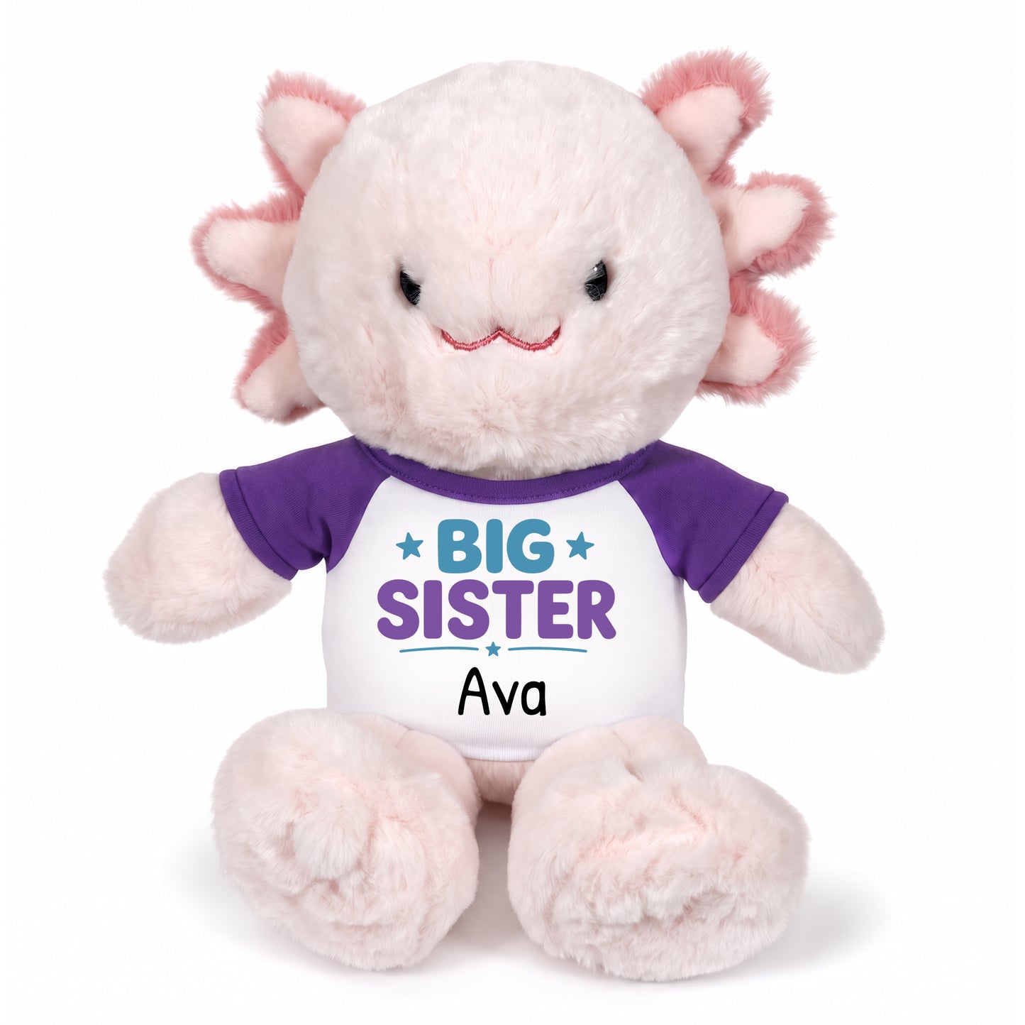 Personalized Big Sister Stuffed Axolotyl - 12 Inch Plush Axolytl