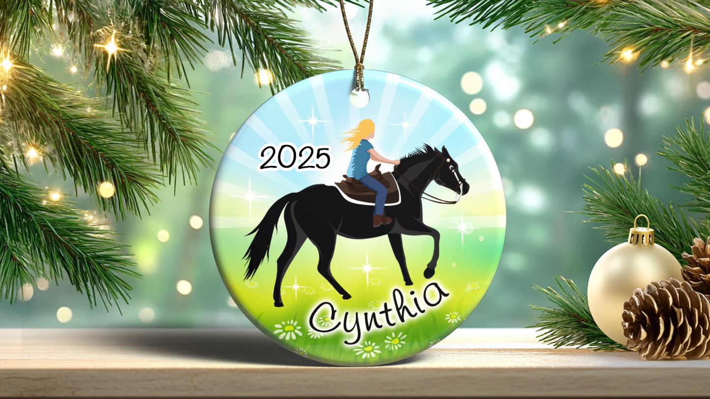 Horse Dreams Personalized Christmas Ornament - Sparkling Meadow