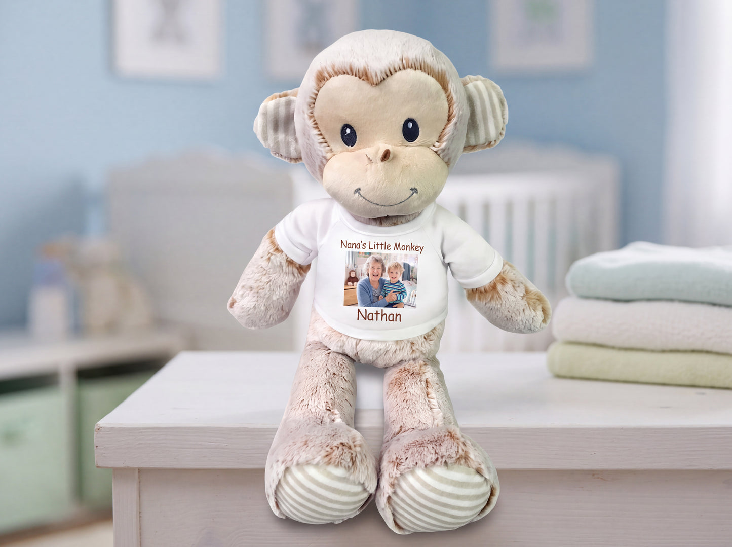 Personalized Stuffed Monkey - 12" Marlow Monkey with your custom Photo and/or Text