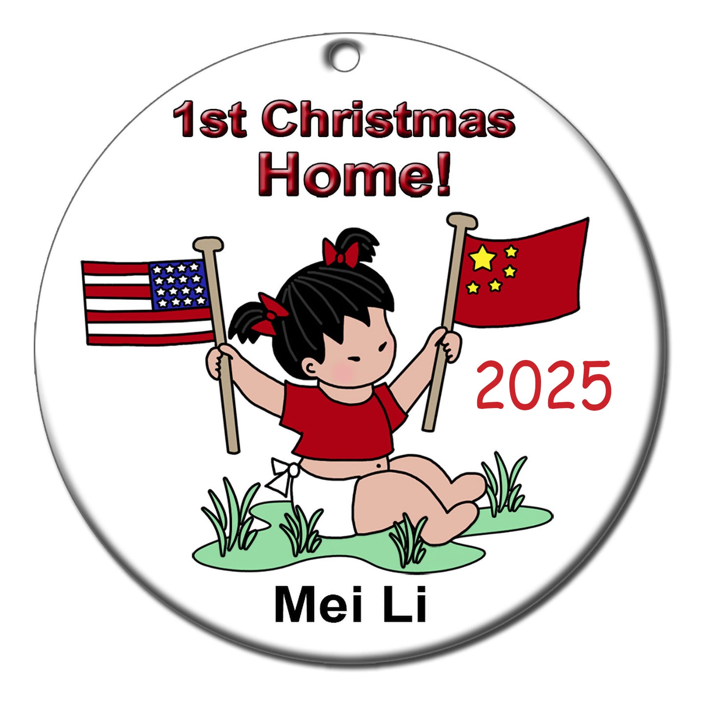 Flag Baby Girl Adoption Ornament (20 countries available)