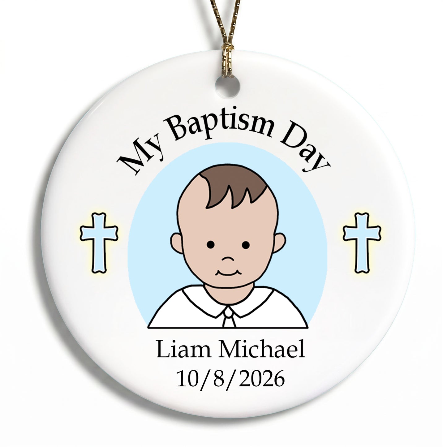Baptism or Christening Personalized Christmas Ornament - Baby Boy