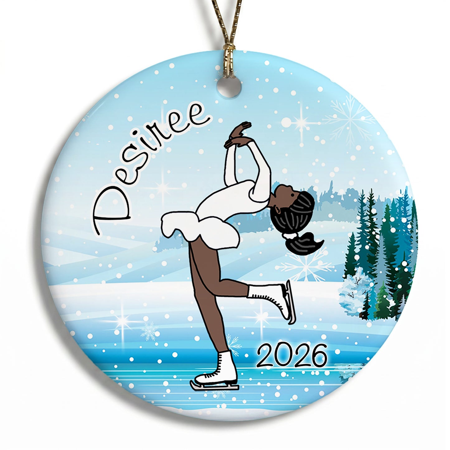 Ice Skating Christmas Ornament - Layback Spin - Black / African American