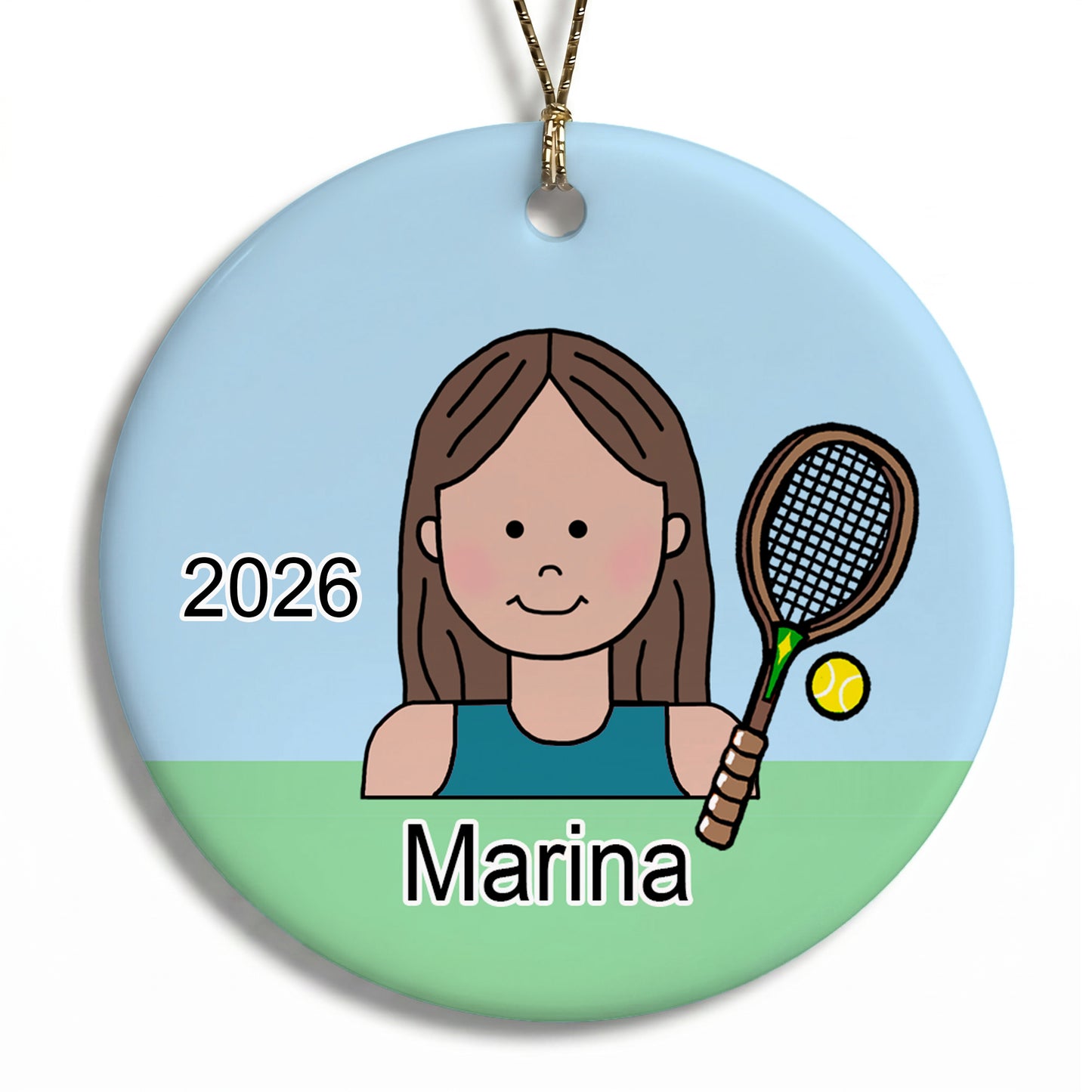 Tennis Kid Personalized Christmas Ornament - Girl