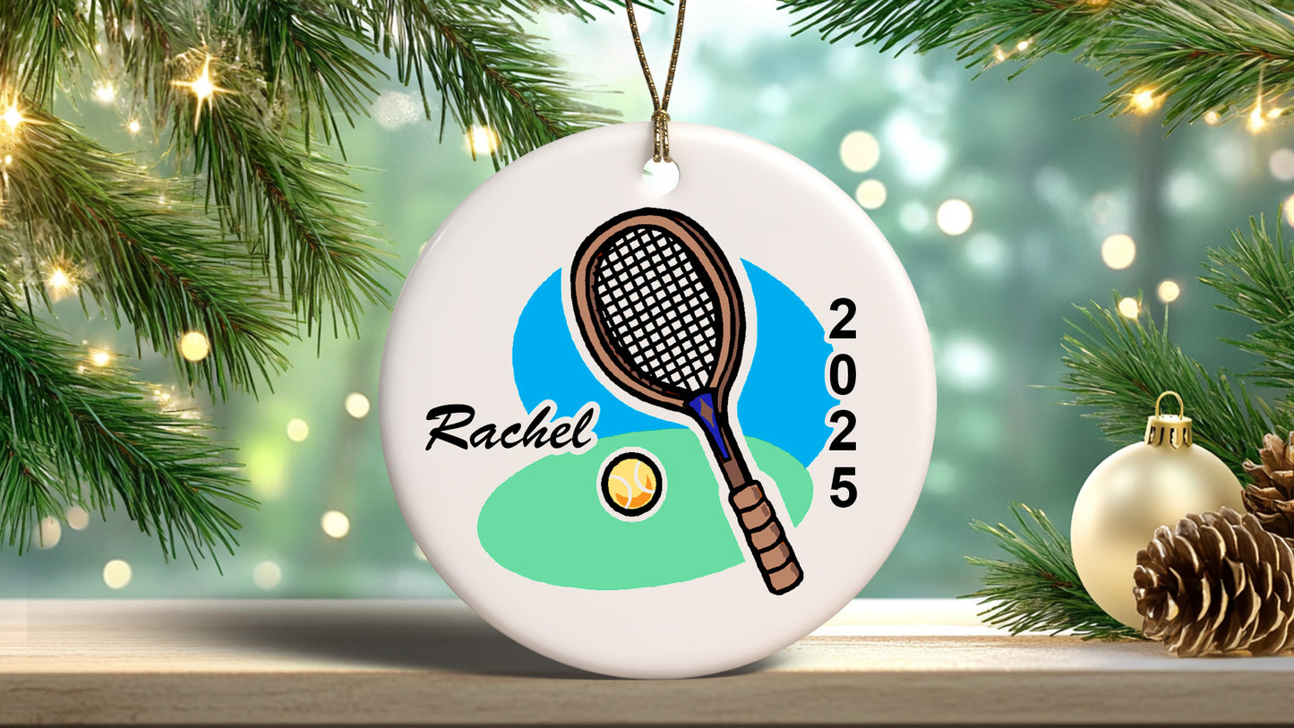 Tennis Racket Personalized Christmas Ornament
