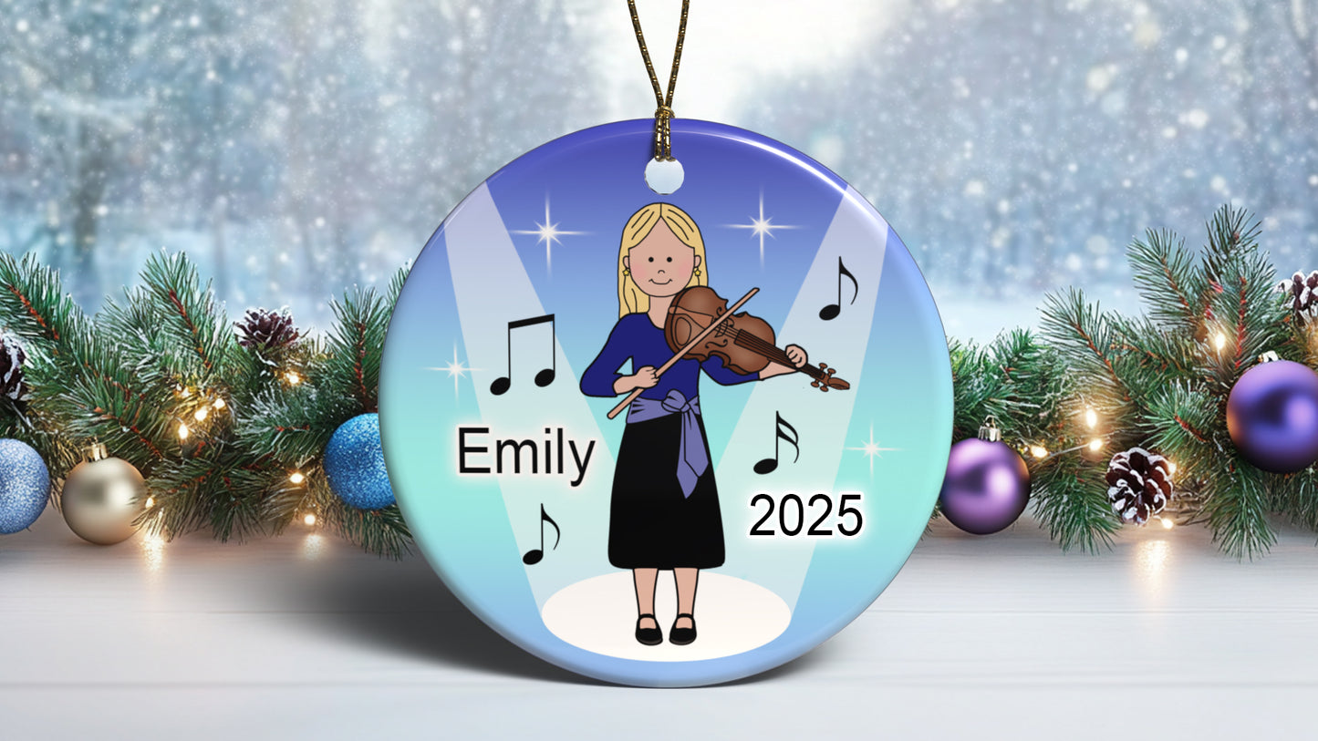 Violin Recital Girl Personalized Christmas Ornament