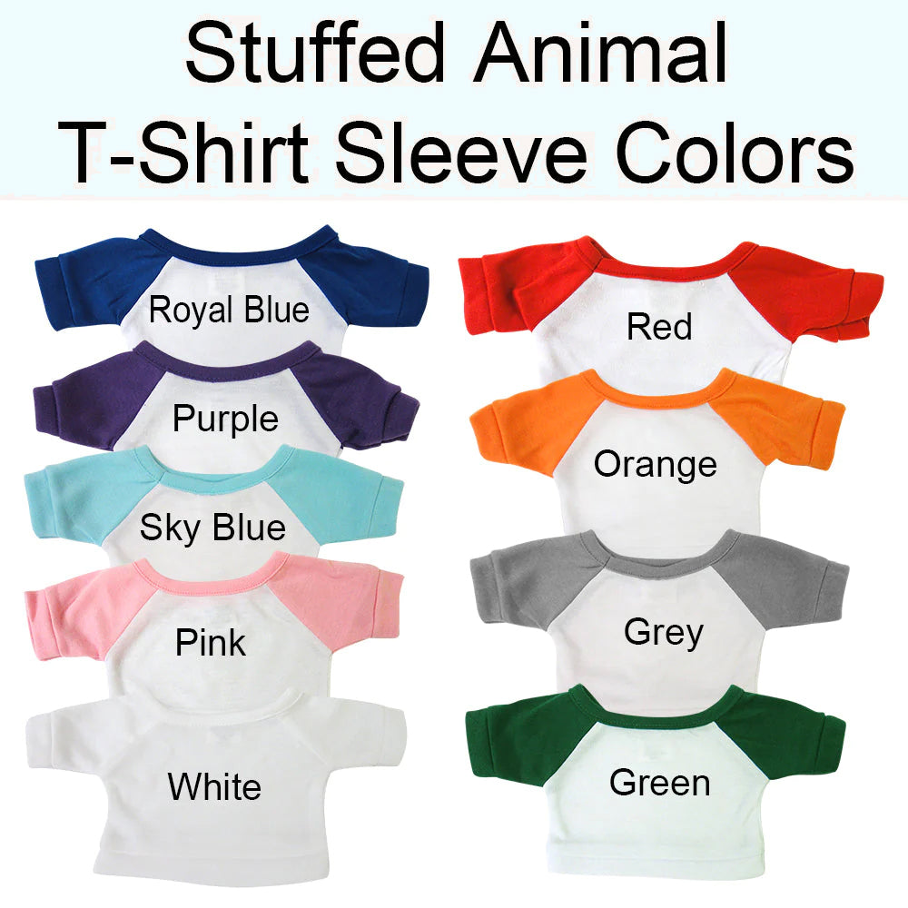 Sleeve colors for personalized teddy bears and stuffed animals