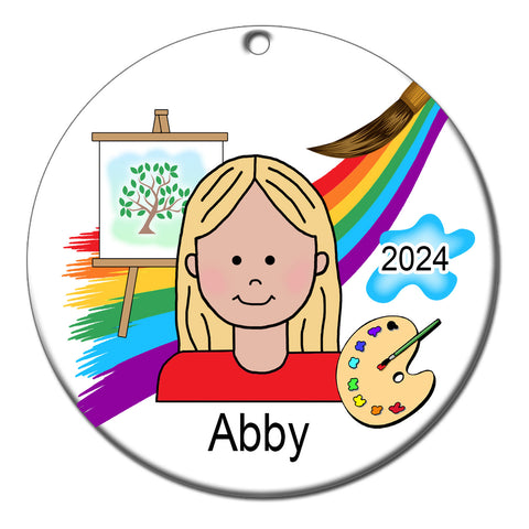 Artist Girl Personalized Christmas Ornament