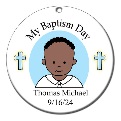 Baptism or Christening Personalized Christmas Ornament - Baby Boy