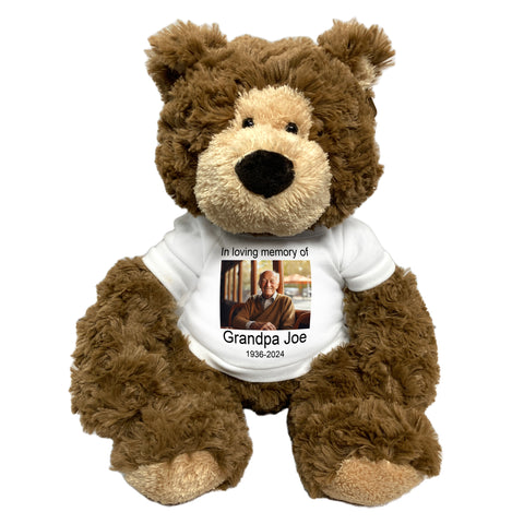 Personalized Photo Memorial Teddy Bear -  14" Bear Hugs