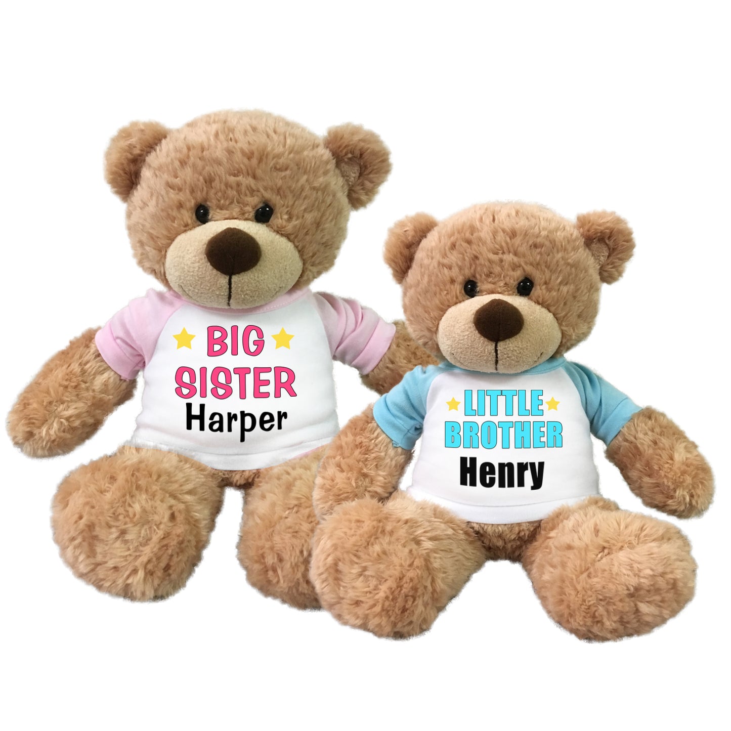 Big Sister / Little Brother Personalized Teddy Bears - Set of 2 Bonny Bears