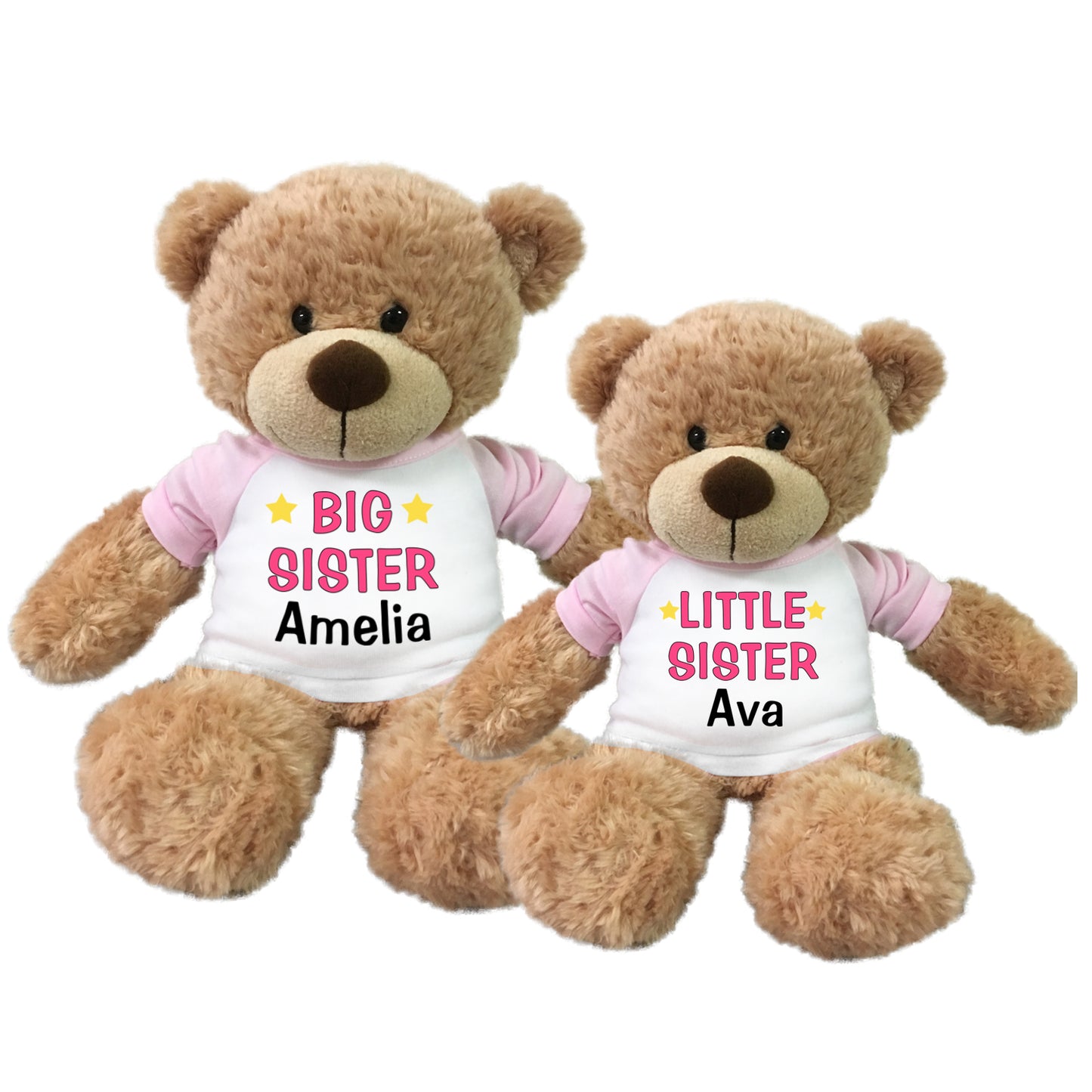 Big Sister / Little Sister Personalized Teddy Bears - Set of 2 Bonny Bears