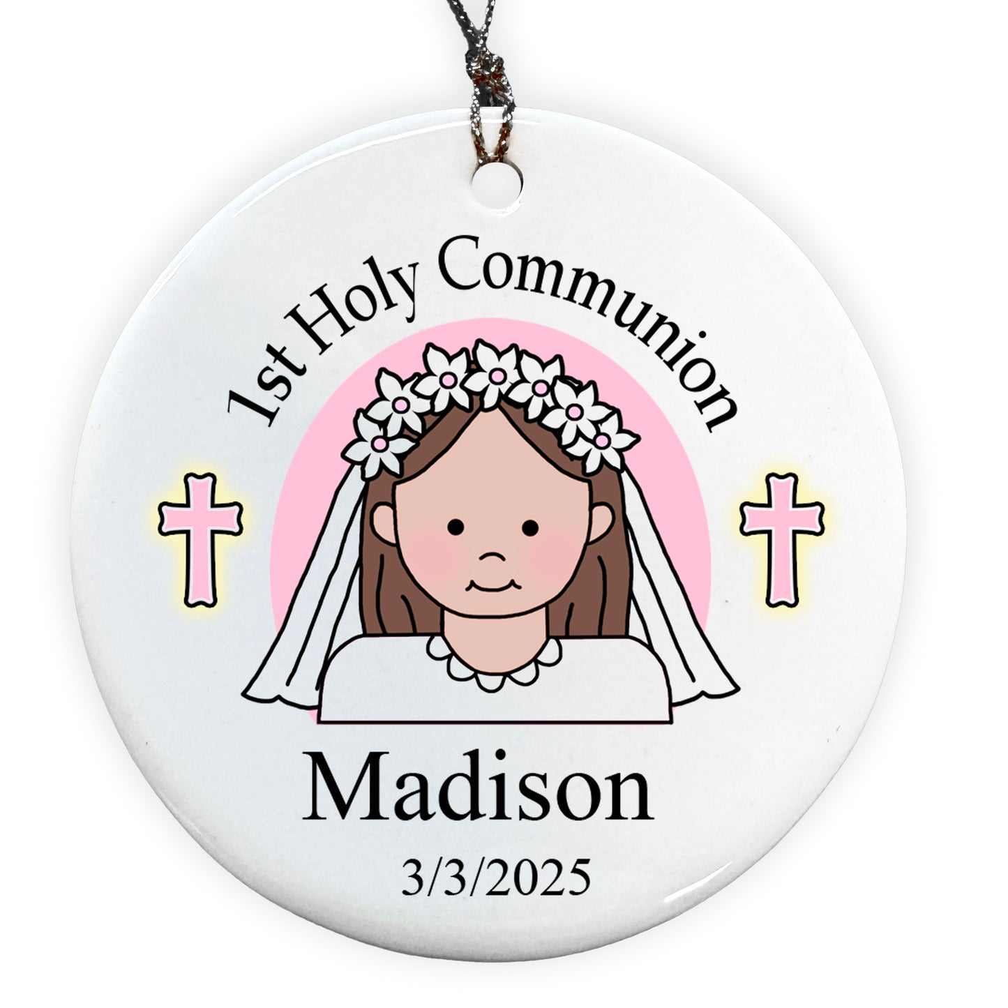 First Communion Personalized Christmas Ornament - Girl