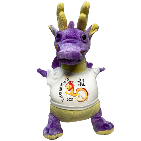 Chinese Zodiac Year of the Dragon 2024 Stuffed Animal - Small 11" Plush Purple Dragon