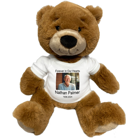 Personalized Photo Memorial Teddy Bear -  14" Ginger Bear