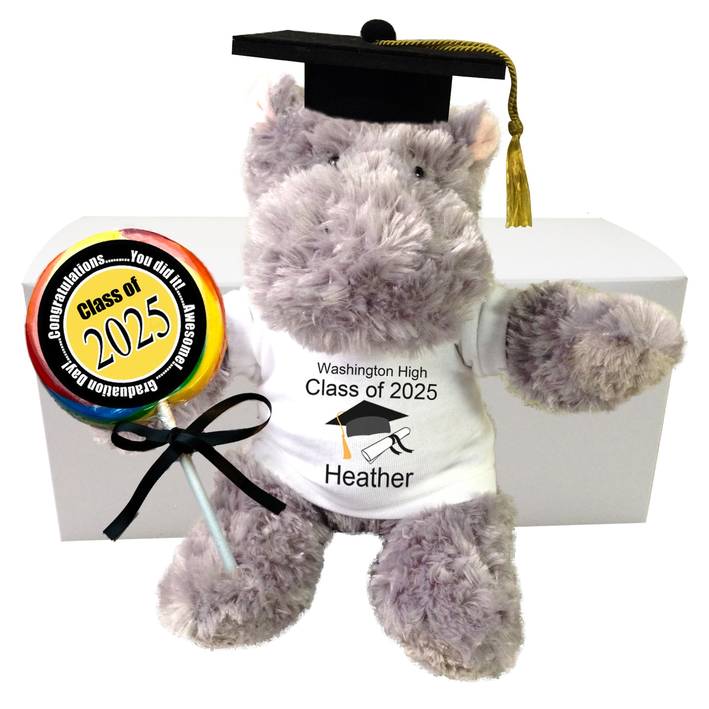 Personalized Graduation Plush Hippo Gift Set - 12" Tubbie Wubbie Hippo