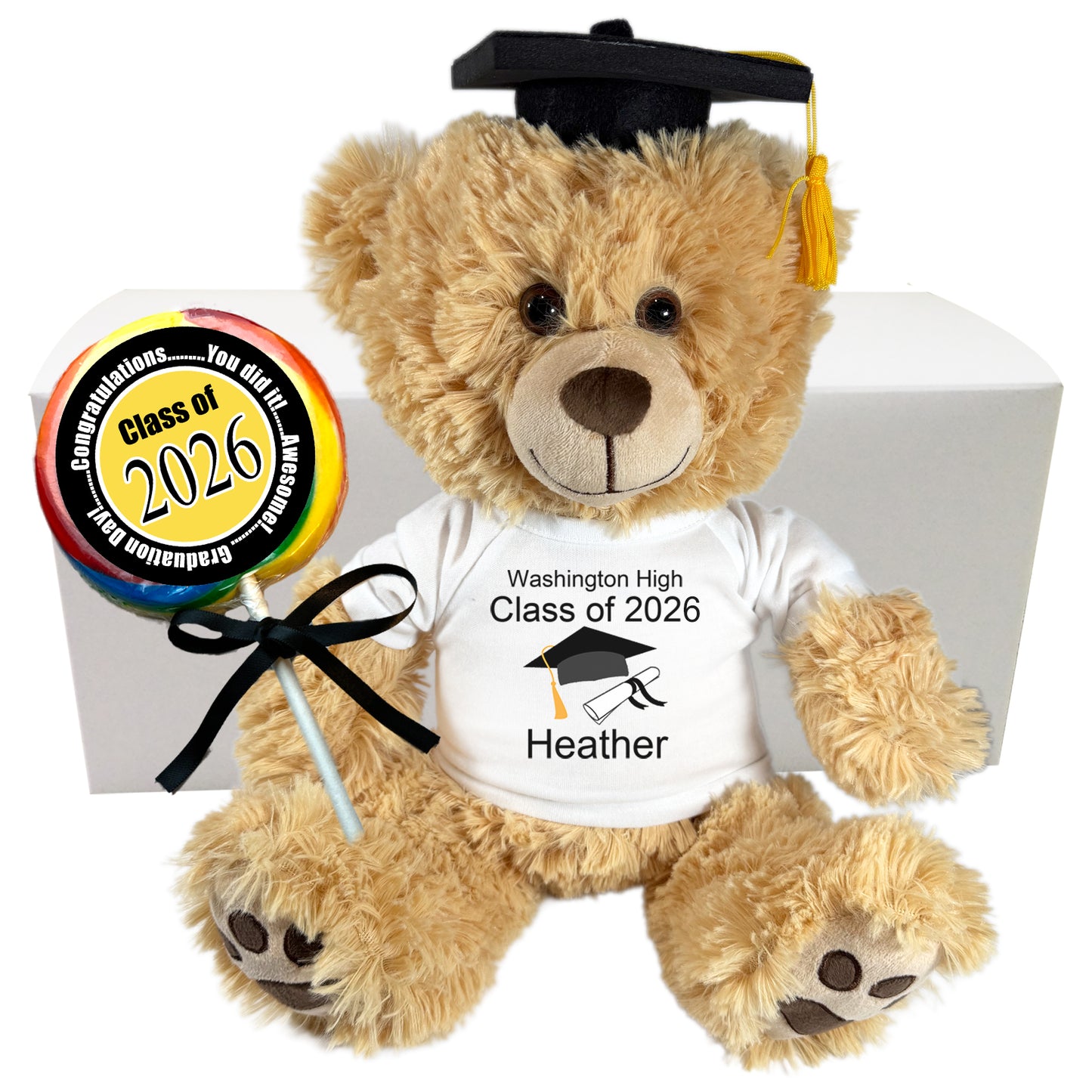 Personalized Graduation Teddy Bear Gift Set - 14" Honey Bear