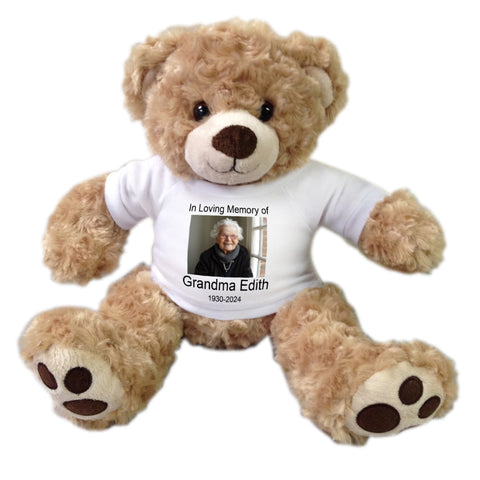 Personalized Photo Memorial Teddy Bear -  13" Honey Vera Bear