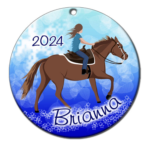 Horse Dreams Personalized Christmas Ornament - Classic Blue