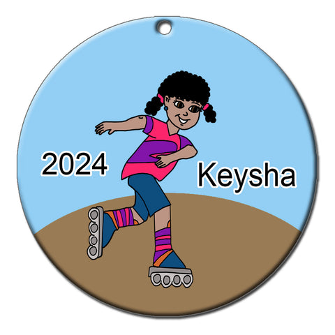 Roller Skating Girl Personalized Christmas Ornament