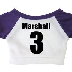 Back of personalized soccer teddy bear t shirt