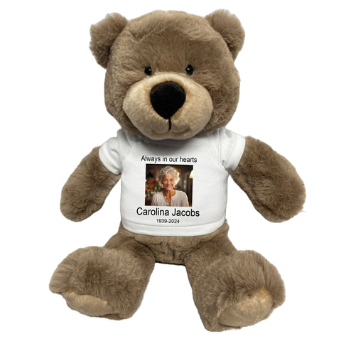 Personalized Photo Memorial Teddy Bear -  14" Taupe Bear