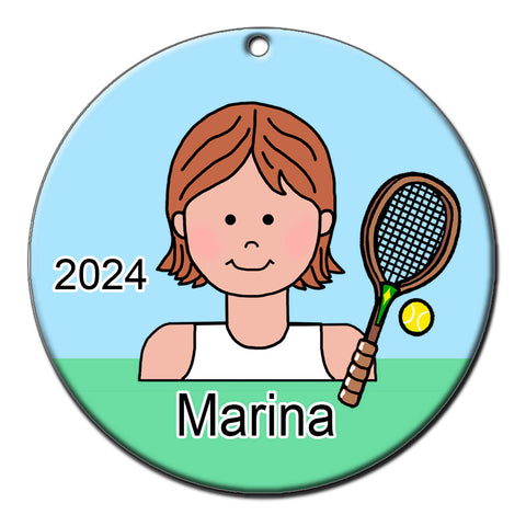 Tennis Kid Personalized Christmas Ornament - Girl
