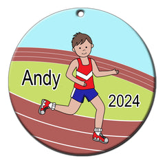 Running / Track Boy Personalized Christmas Ornament