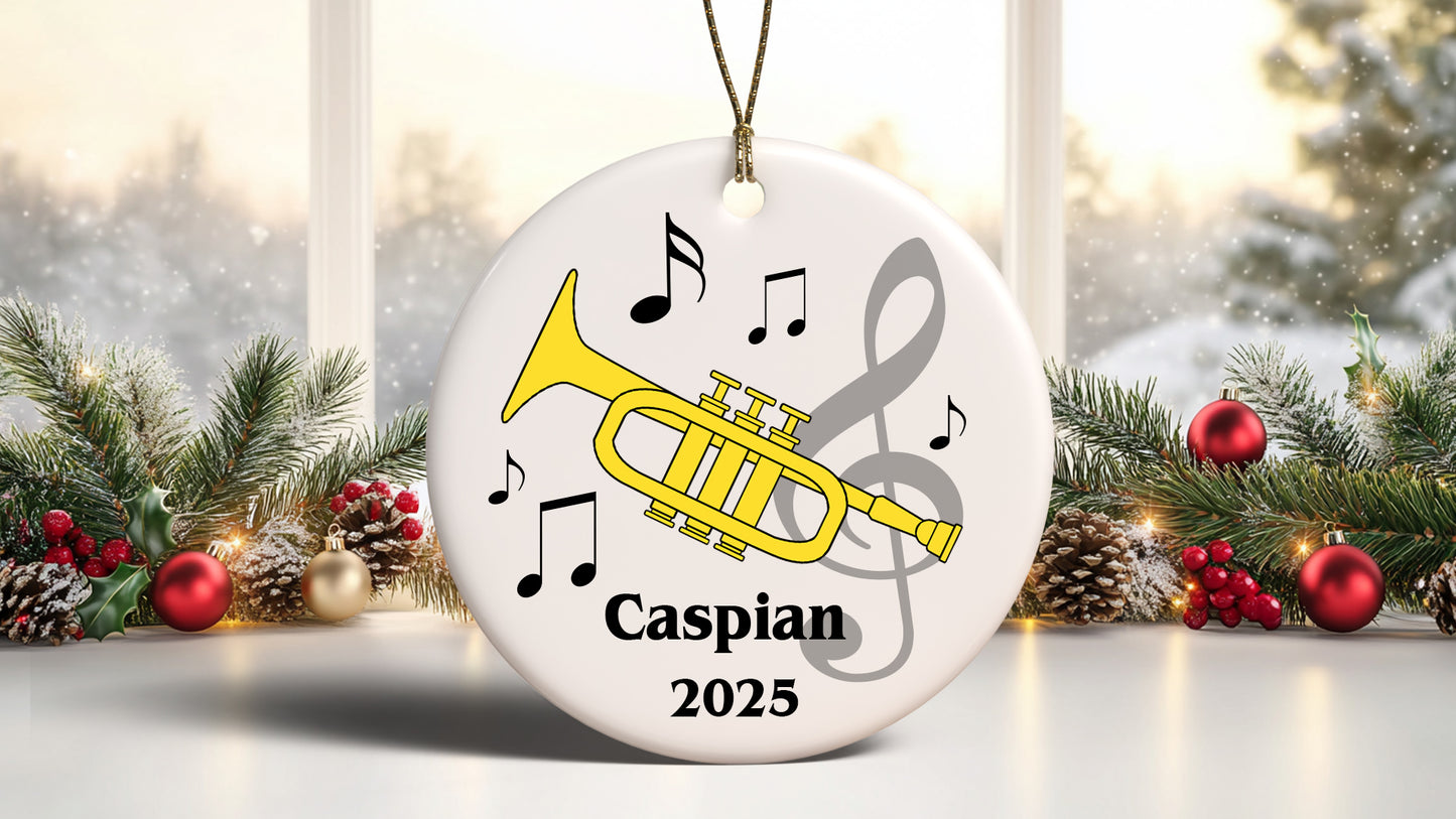 Trumpet Personalized Christmas Ornament