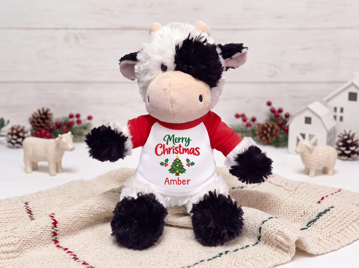Personalized Christmas Stuffed Cow - 12 Inch Plush Tubbie Wubbies Cow