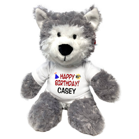 Personalized Birthday Husky Dog or Wolf - 12 Inch Tubbie Wubbie Plush