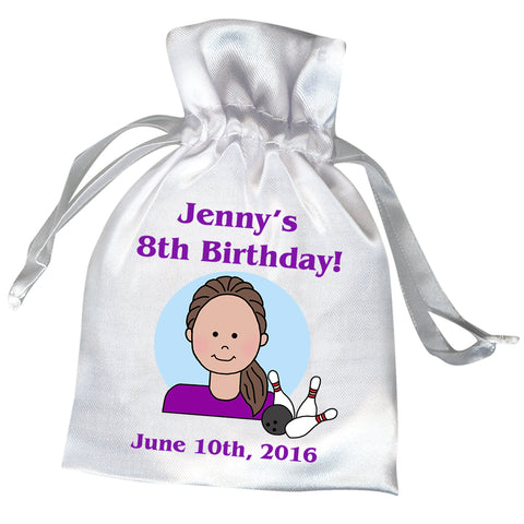 Bowling Kid Personalized Party Favor Bag - Girl