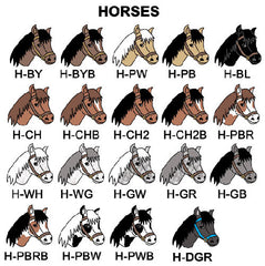 Examples of horses for horse kid bag tag