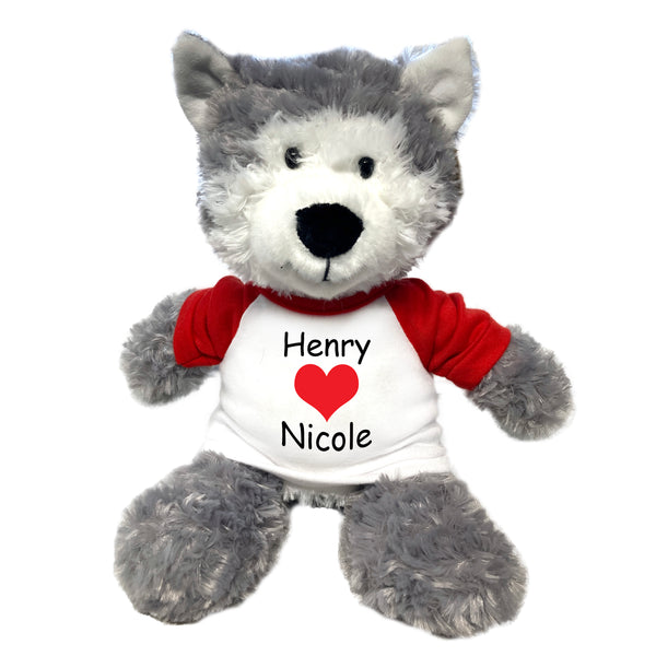 Personalized Valentines Husky Dog / Wolf - 12" Plush