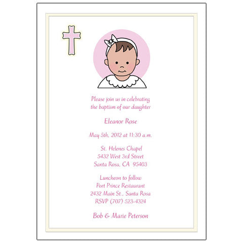 Baptism or Christening Invitation - Baby Girl