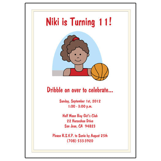 Basketball Girl Birthday Party Invitation – Mandys Moon