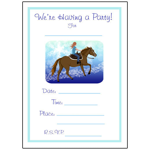 Horse Dreams Fill in the blank Birthday Party Invitations