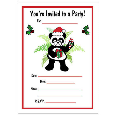 Christmas Santa Panda Fill in Invitations