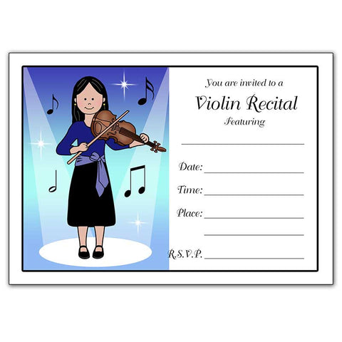 Violin Recital Girl Fill In the Blank Invitations
