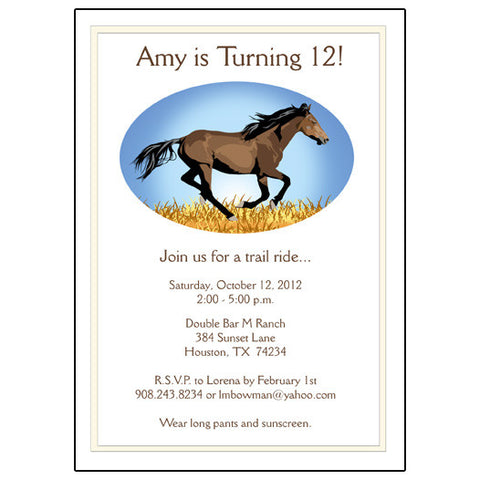 Wild Horse Birthday Party Invitation