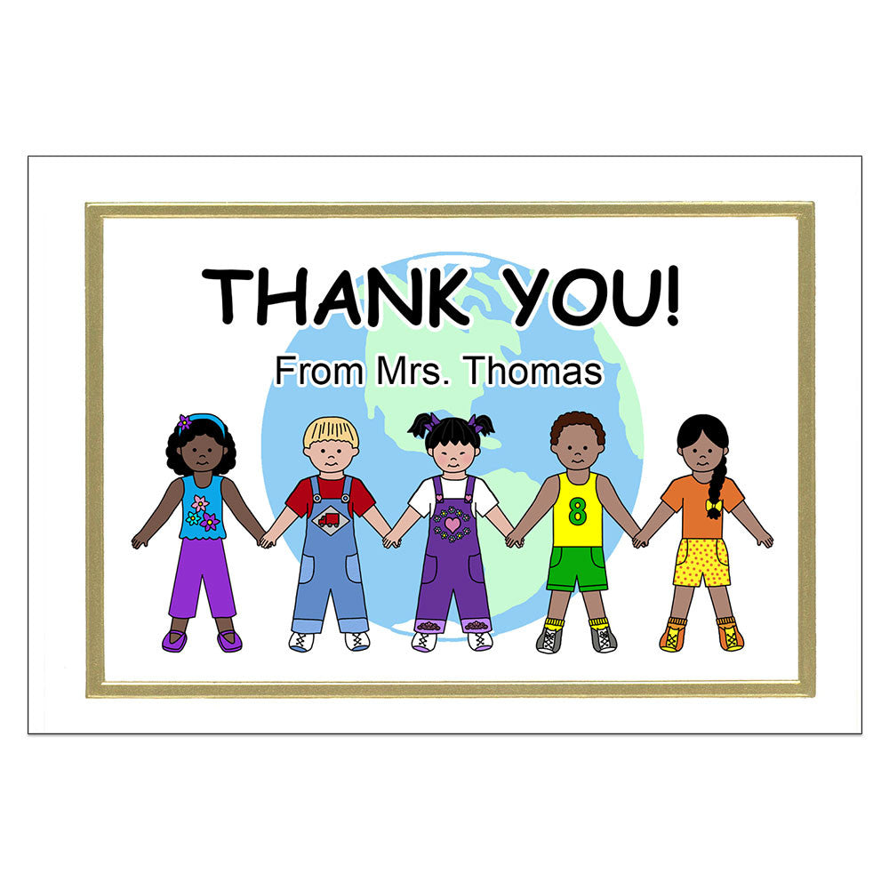Teacher Gifts Multicultural Kids Personalized Thank You Note