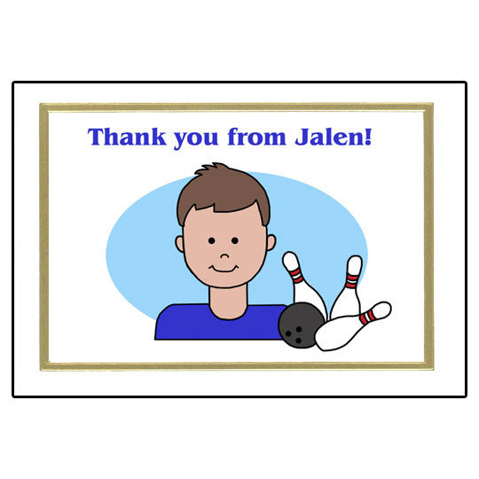 Bowling Kid Thank You Note Cards - Boy