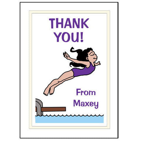 Pool or Swimming Thank You Note Cards - Girl