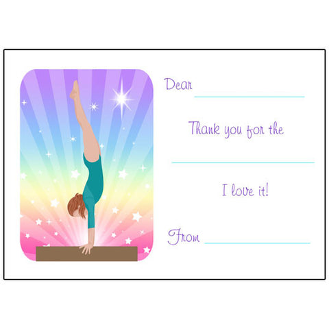 Gymnastics Dreams Fill in the Blank Thank You Notes - Beam