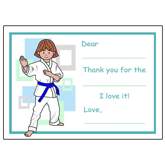 Martial Arts or Karate Kid Fill in the Blank Thank You Notes - Girl