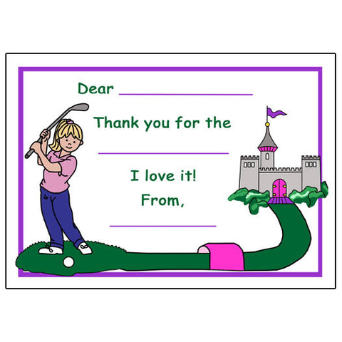 Mini Golf Fill in the Blank Thank You Notes - Girl