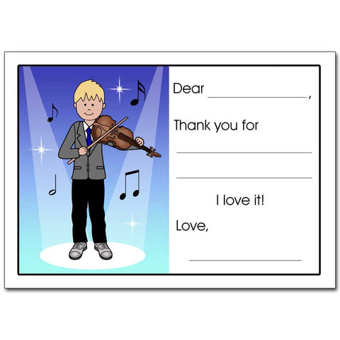 Violin Recital Boy Fill in the Blank Thank You Notes