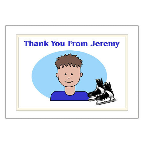 Ice Hockey Kid Thank You Note Cards