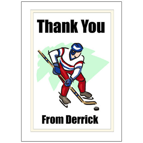 Hockey Player Thank You Note Cards