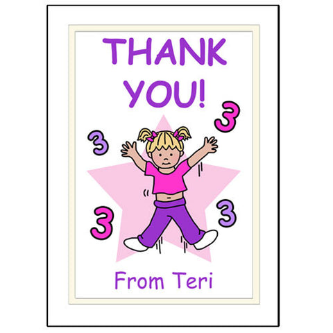 Number Birthday Thank You Note Cards - Girl