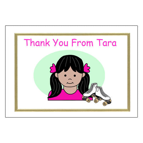 Roller Skating Kid Thank You Note Cards - Girl
